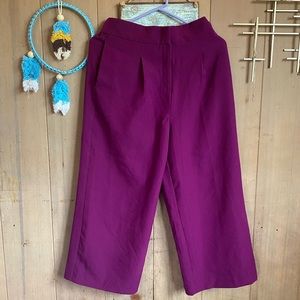 Purple Jewel Cropped Wide Legged Pants